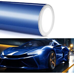 Carbon Fiber Vinyl Wrap 4 Inch X 5ft Universal Adhesive Red Gloss Carbon Wrap Tape Roll for Cars Automotive Interior Exterior DIY Auto Color Change Film Red