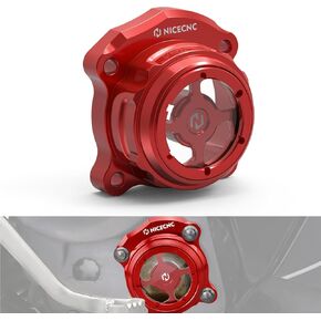 Engine Oil Filter Cover Cap Transparent Oil Filter Cover Compatible with Honda CRF300L and CRF300L Rally 2021-2023, CRF250L and CRF250L Rally 2017-2021, CRF250L 2013-2016, Aluminum, CNC, Red