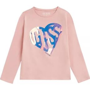 GUESS Girls' Eco Long Sleeve Heart Shirt