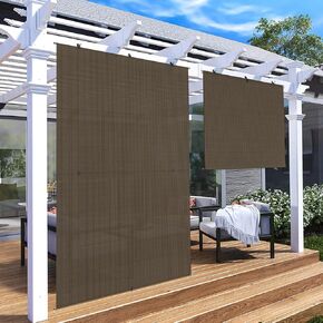 Patio Shades Roll Up Outdoor 4'Wx6'H Foldable Roller Shade Patio Blinds Exterior Block Sun Screen for Outside Porch Deck Balcony Pergola Carport, Brown