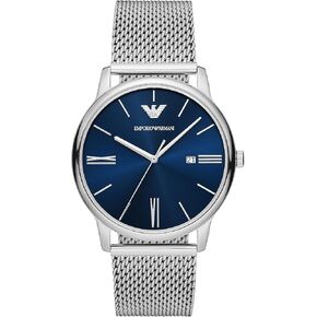 Emporio Armani Men's Three-Hand Date Silver-Tone Stainless Steel Bracelet Mesh Band Watch (Model: AR11571)