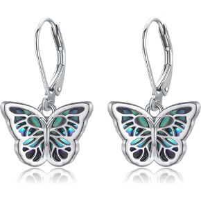 Butterfly Earrings for Women Sterling Silver Butterfly Dangle Drop Leverback Earrings Hypoallergenic Butterfly Jewelry for Women