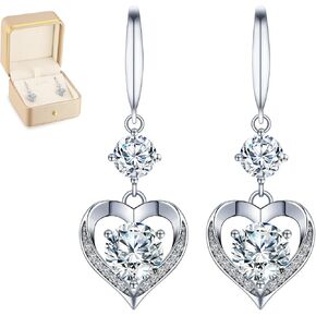 Heart Earrings Gifts for Wife, Engraved 'I LOVE YOU' Gift for Wife Girlfriend, 3-5 Carat Moissanite Earrings, Anniversary Eternity Jewelry Present for Wife, Birthday Gifts for Her