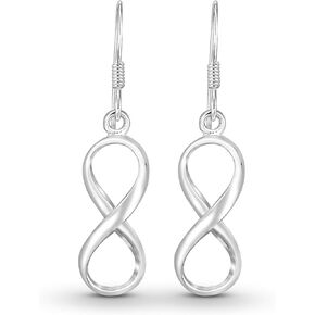 AeraVida Endless Symbol Infinity Love .925 Sterling Silver Dangle Earrings
