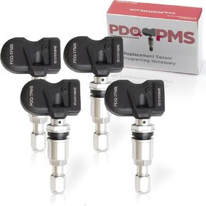 PDQ TPMS 433 MHZ Tire Pressure Sensor 4 Pack Metal Stem for BMW Mini Direct Replacement for OE Part # 36106856209 | 36106881890