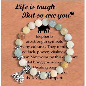 احصل على هدايا جيدة للنساء أساور مطرزة بالفيل هدايا تحفيزية سوار أمازونيتي للنساء ابنة حفيدة ابنة أخت in Kuwait