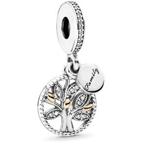 MiniJewelry Family Tree Dangle Charm fits Pandora Charms Bracelets April Birthday Birthstones Crystal Clear Cubic Zirconia