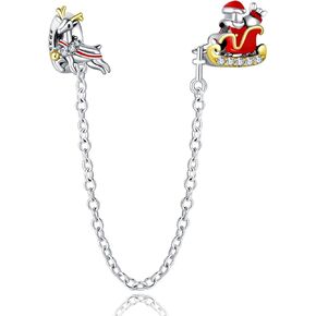 Merry Christmas Charms 925 Sterling Silver Gingerbread Man Hat Snowman Snowflake Tree Elk Car Pendant Beads Bracelets Christmas New Year Anniversary Birthday Jewelry Gifts for Family Women Wife
