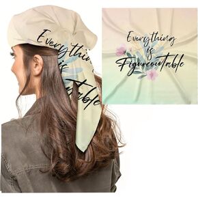 Silk Scarf for Women, Digital Printed Scarves 20.8" x 21.6" Neck Scarf Breathable Lightweight for Encourage Gift