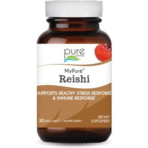 PURE ESSENCE LABS MyPure Reishi Organic Mushrooms Supplement - 100% Real Mushroom Extract for Immune Support, Stress Relief, Build Energy (30 Capsules)