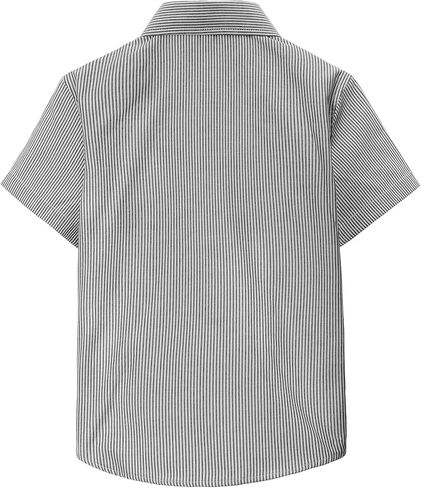 JOGAL Boys Button Down Shirt Short Sleeve Oxford Dress Shirts Casual Striped Tops for 6-14 Years in Saudi Arabia