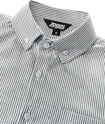 JOGAL Boys Button Down Shirt Short Sleeve Oxford Dress Shirts Casual Striped Tops for 6-14 Years in Saudi Arabia