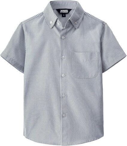 JOGAL Boys Button Down Shirt Short Sleeve Oxford Dress Shirts Casual Striped Tops for 6-14 Years in Saudi Arabia