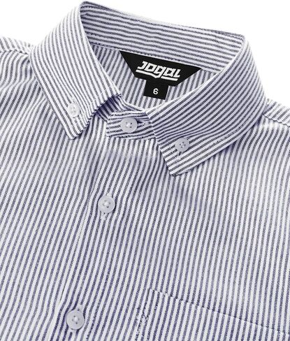 JOGAL Boys Button Down Shirt Short Sleeve Oxford Dress Shirts Casual Striped Tops for 6-14 Years in Saudi Arabia