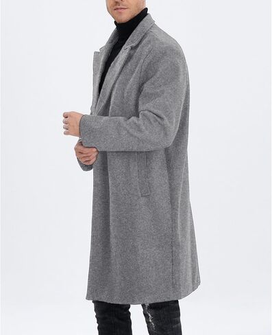 SOMTHRON Men's Casual Trench Coat Mid Long Single Breasted Slim Fit Peacoat Notched Lapel Winter Business Overcoat in Saudi Arabia