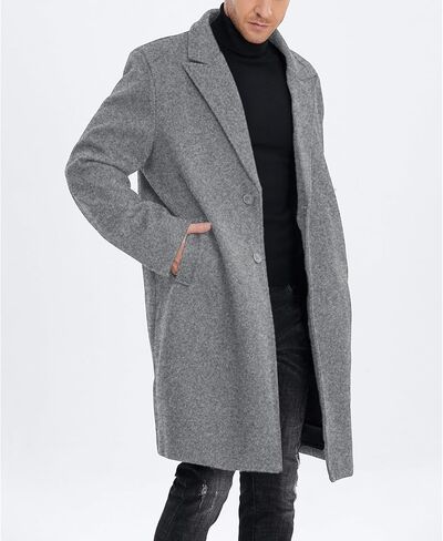 SOMTHRON Men's Casual Trench Coat Mid Long Single Breasted Slim Fit Peacoat Notched Lapel Winter Business Overcoat in Saudi Arabia