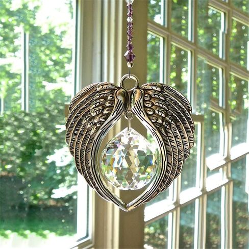 Car Accessories Crystal Angel Wing Pendant Car Pendant Angel Wing Rearview Mirror Decoration Hanging Charm Ornaments Automobiles Interior Home Window Decor (Black) in Saudi Arabia