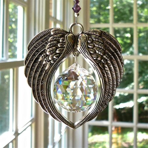Car Accessories Crystal Angel Wing Pendant Car Pendant Angel Wing Rearview Mirror Decoration Hanging Charm Ornaments Automobiles Interior Home Window Decor (Black) in Saudi Arabia