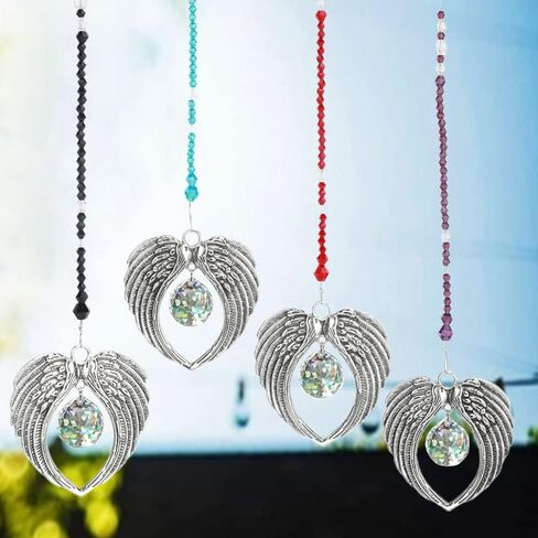 Car Accessories Crystal Angel Wing Pendant Car Pendant Angel Wing Rearview Mirror Decoration Hanging Charm Ornaments Automobiles Interior Home Window Decor (Black) in Saudi Arabia