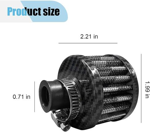 Car Breather Filter, 0.47"/12mm Cold Air Intake Filter Cleaner, Crankcase Vent Valve Cover Filter Breather, Automotive Air Filter for Most Car Motorcycle (Black) in Kuwait