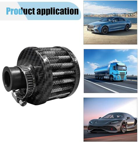 Car Breather Filter, 0.47"/12mm Cold Air Intake Filter Cleaner, Crankcase Vent Valve Cover Filter Breather, Automotive Air Filter for Most Car Motorcycle (Black) in Kuwait