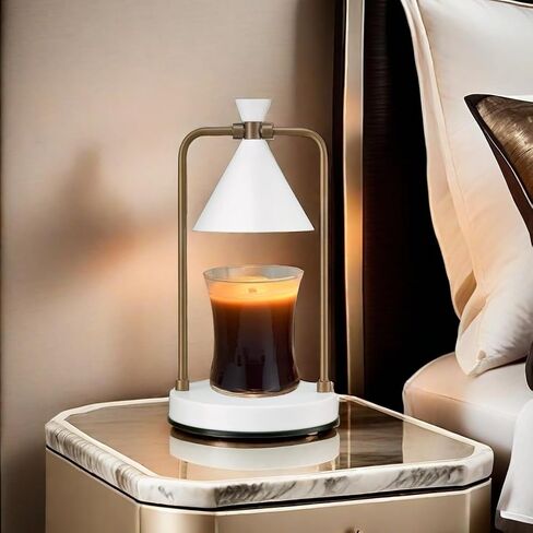 White Candle Warmer lamp with Timer, Dimmable Candle Lamp, Electric Candle Warmer Including 2 Bulbs, Large Fragrant Candlelamp, Aromatic Candle Holders, Candle Melter for Home Decor (White) in Saudi Arabia