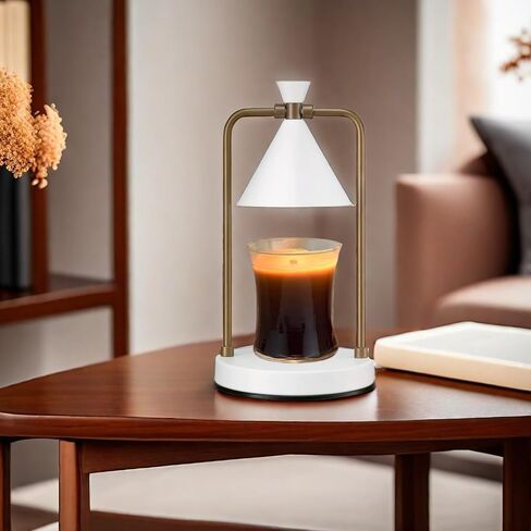 White Candle Warmer lamp with Timer, Dimmable Candle Lamp, Electric Candle Warmer Including 2 Bulbs, Large Fragrant Candlelamp, Aromatic Candle Holders, Candle Melter for Home Decor (White) in Saudi Arabia