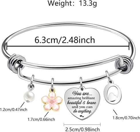 Inspirtional Bracelet Gift,Funny 26 Letter Initial A-Z Silver Heart Dangle Bangle For Women Lady Daughter Mom Sisters Friends Colleague Birthday Christmas Reminder Jewelry in Kuwait