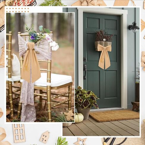2 Pcs Burlap Wreath Sash for Front Door Linen Embroidery Monogram Wreath Sash for Yard Porch Boxwood Wreath Garland Decor(Letter S) in Saudi Arabia