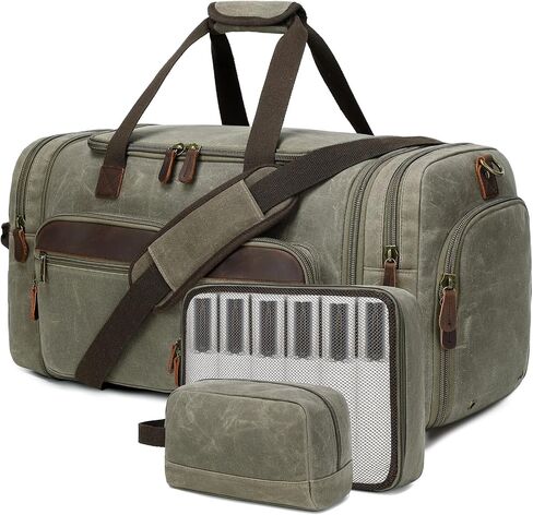Canvas Duffle Bag for Men, Weekender Overnight Bag Traveling Expandable Luggage Travel Bag,Mens Gym Carry on Duffel Bags in Saudi Arabia