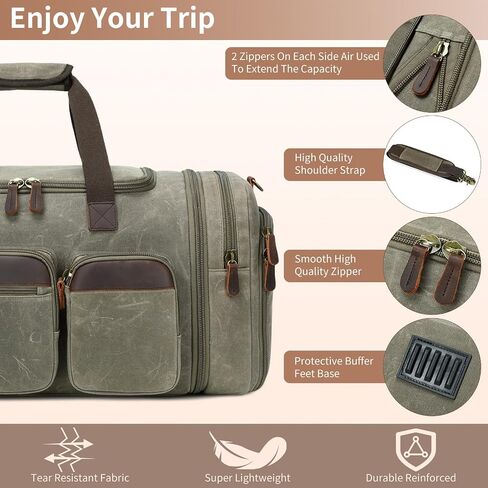 Canvas Duffle Bag for Men, Weekender Overnight Bag Traveling Expandable Luggage Travel Bag,Mens Gym Carry on Duffel Bags in Saudi Arabia