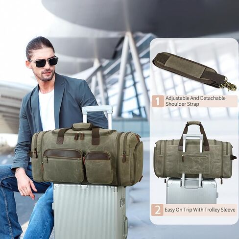 Canvas Duffle Bag for Men, Weekender Overnight Bag Traveling Expandable Luggage Travel Bag,Mens Gym Carry on Duffel Bags in Saudi Arabia
