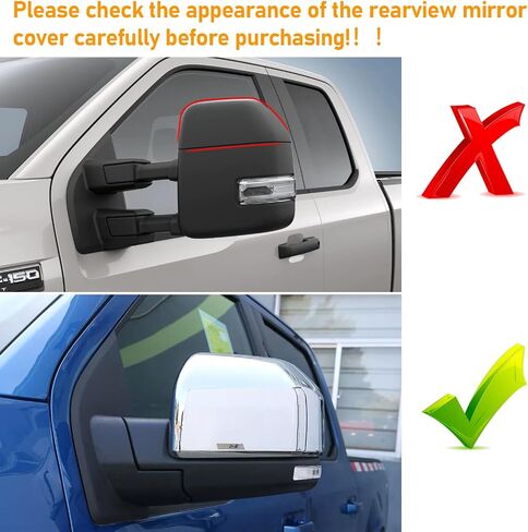 Moonlinks Compatible with 2015-2020 Ford F150 Side Mirror Cover Replacement,Glossy Black Mirror Cap LH & RH Side Door Exterior Rearview Mirror Cover Trim for F150 2015 2016 2017 2018 2019 2020(1 Pair） in Kuwait