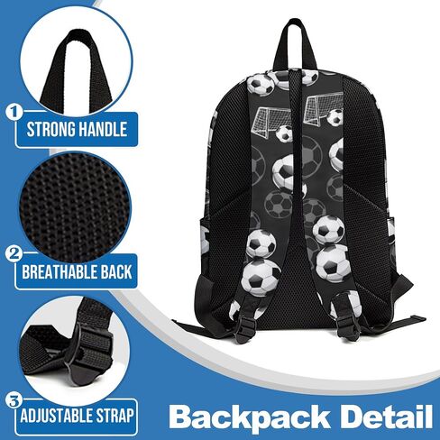 3PCS Backpack for Boys Girls Kids Soccer School Backpack Sets with Lunch Bag Pencil Case, 17 Inch Lightweight Bookpack 3 in 1 Set for Teens Elementary Middle HighSchool Students (Black Soccer) in Saudi Arabia