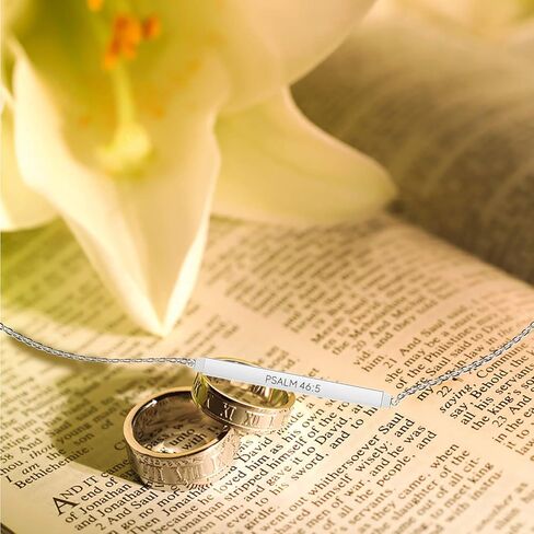 Seesea Christian Bar 𝐍𝐞𝐜𝐤𝐥𝐚𝐜𝐞 آية من الكتاب المقدس ملهمة اقتباسات سرية تحفيزية الإيمان مجوهرات المعمودية عيد الميلاد عيد الميلاد 𝐆𝐢𝐟𝐭 𝐟𝐨𝐫 𝐖𝐨𝐦𝐞𝐧 in Kuwait