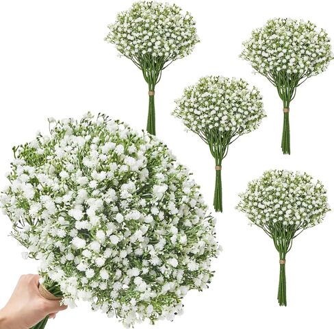 Alecono Babys Breath Artificial Flowers 𝟯𝟯𝗣𝗰𝘀, White Artificial Babys Breath Bulk for DIY Floral Bouquets for Wedding, Fake Babys Breath Real Touch Flowers for Home Decorations in Saudi Arabia