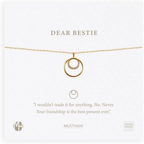 MUSTHAVE Dear Besite 18K Gold Plated Necklace with message card, yellow gold color, Anchor Chain, Best Gift Necklace, Size 16 inch + 2 inch Extender, Gift card, Round Heart Paw necklace in Kuwait
