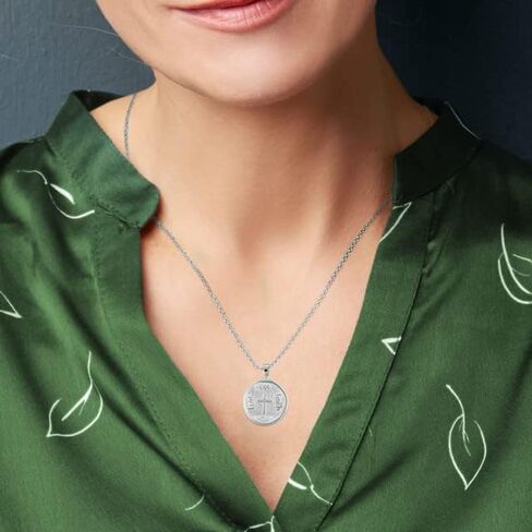 Hammered Sterling Silver 1 Corinthians 13:13 "Love, Hope, Faith" Coin Medallion Pendant Necklace in Saudi Arabia