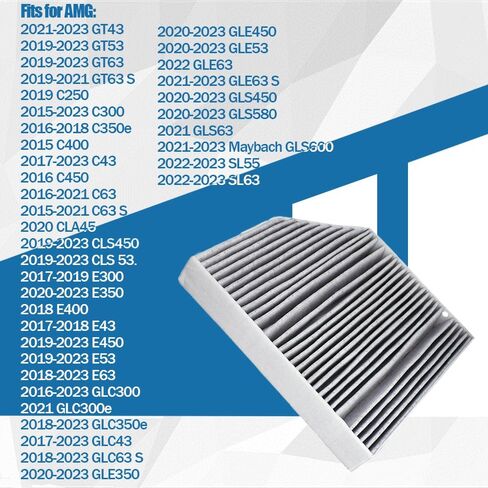 فلتر هواء المقصورة CF11855 CUK26023 CAF90229C WP10110 PC99241C يناسب AMG GT 43 GT 53 GT 63 GT 63 S C300 C350E C400 C43 C450 C63 C63 S CLS450 CLS53 E300 E400 E43 E450 E53 E63 S G550 G63 GLC in Kuwait