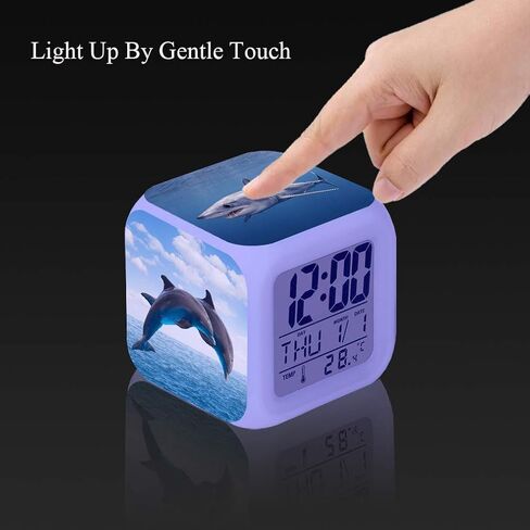 MINZEN LED Alarm Clock Dolphin Desk Table Glowing Electronic Colorful Digital Clock for Girl Boy Kids Children Bedroom Toy Birthday Present Gift in Saudi Arabia