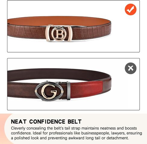 Mens Ratchet Belt Click Slide Black Leather Belt 1.38" Wide in Saudi Arabia