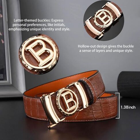 Mens Ratchet Belt Click Slide Black Leather Belt 1.38" Wide in Saudi Arabia