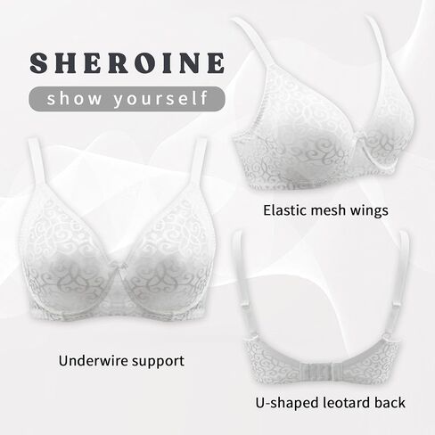 حمالة صدر نسائية مثيرة من الدانتيل الشبكي من Sheroine شفافة من خلال Underwire بالإضافة إلى حمالات صدر غير مبطنة بمقاس كبير in Kuwait
