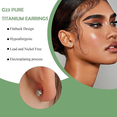 ZDE Titanium Flatback Earrings for Women Opal Fire and Snow Stud Earrings Flat Back Women Earrings Hypoallergenic Cartilage Flatback Earring Tragus Helix Tragus Conch Piercing 3mm-5mm in Saudi Arabia