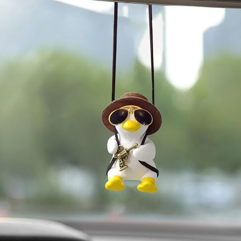 Cute Swinging Duck Car Hanging Ornament, Car Rear View Mirror Charm. Car Mirror Hanging Accessories, Car Pendant Auto Interior Aesthetic Present for Women Men Kids (Pink Hat) in Kuwait