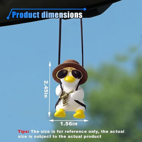 Cute Swinging Duck Car Hanging Ornament, Car Rear View Mirror Charm. Car Mirror Hanging Accessories, Car Pendant Auto Interior Aesthetic Present for Women Men Kids (Pink Hat) in Kuwait