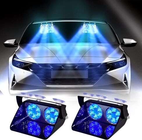 5.3" Red 24Leds Visor Lights Dash Lights Emergency Warning Strobe Lights 19 Modes with Suction Cups for Vehicles Truck Interior Roof/Dash/Windshield in Saudi Arabia