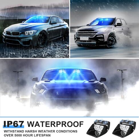 5.3" Red 24Leds Visor Lights Dash Lights Emergency Warning Strobe Lights 19 Modes with Suction Cups for Vehicles Truck Interior Roof/Dash/Windshield in Saudi Arabia