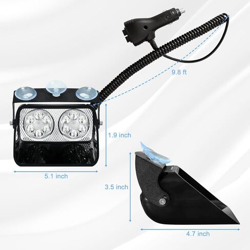 5.3" Red 24Leds Visor Lights Dash Lights Emergency Warning Strobe Lights 19 Modes with Suction Cups for Vehicles Truck Interior Roof/Dash/Windshield in Saudi Arabia