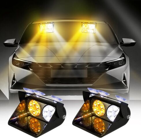 5.3" Red 24Leds Visor Lights Dash Lights Emergency Warning Strobe Lights 19 Modes with Suction Cups for Vehicles Truck Interior Roof/Dash/Windshield in Saudi Arabia